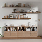 ROGMARS 72 Inches Long Walnut Floating Shelves, Rustic Solid Wood Farmhouse - Image 2