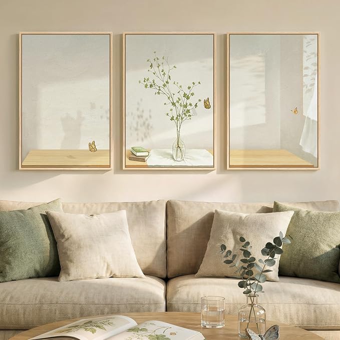 Framed Botanical Neutral 3 Piece Wall Art by Cuspin