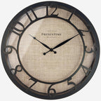 Presentime & Co 13" Farmhouse Series Wall Clock, Cottage Style, Faux Burlap by Presentime