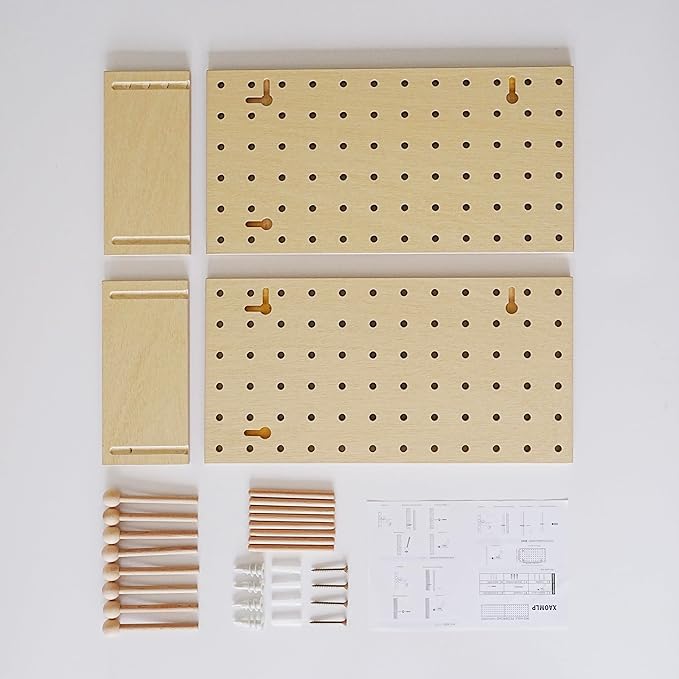 Wooden Pegboard Modular Display Organization Storage Wall Hooks Shelf - Image 6
