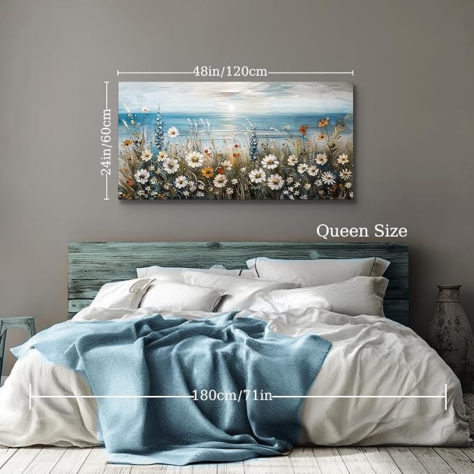 SERIMINO Large Wall Art for Living Room, Coastal Landscape Wall Decor, Beach - Image 4