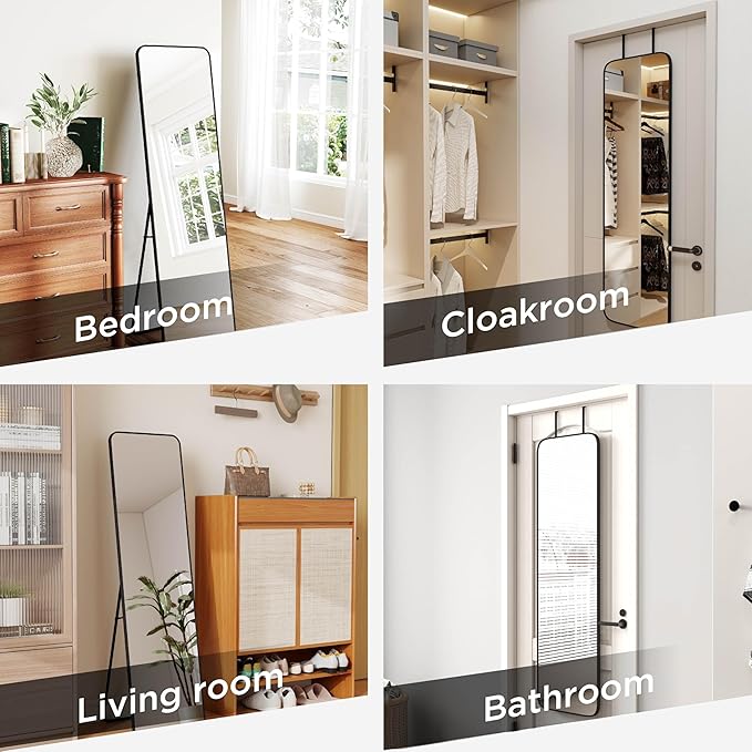 SCWF-GZ 57x16 Door Hanging Full Length Mirror, Floor Stand Wall Mounted Metal - Image 2