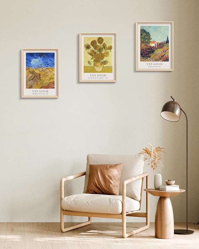 HesenDot Van Gogh Framed Wall Art Set of 3, 12x16 Inch Canvas Prints, Wheatfield - Image 5
