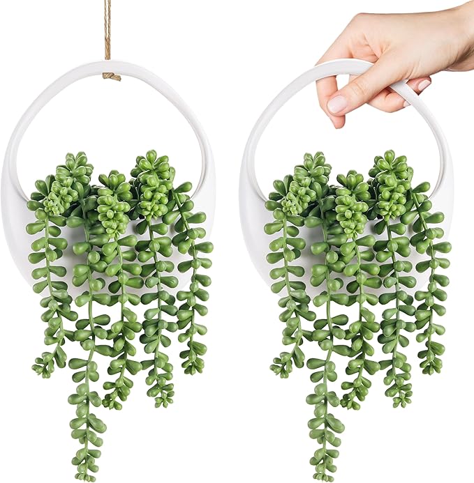 Der Rose 2 Packs Fake Hanging Plants Succulents by DerRose