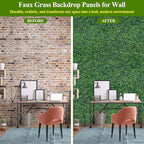 16 Pcs 10" X 10" Artificial Grass Wall Panels, UV-Resistant Fake Boxwood Panels - Image 6