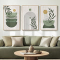 Large Framed Sage Green Boho Wall Art by Cuspin