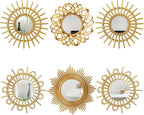 Namalu 6 Pcs Sunburst Mirror for Wall Decor, Small Circle Sun Espejos by Namalu