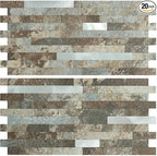 AULIGET 20 Sheets Beige & Brown Slate Peel and Stick Backsplash, PVC Mixed by AULIGET
