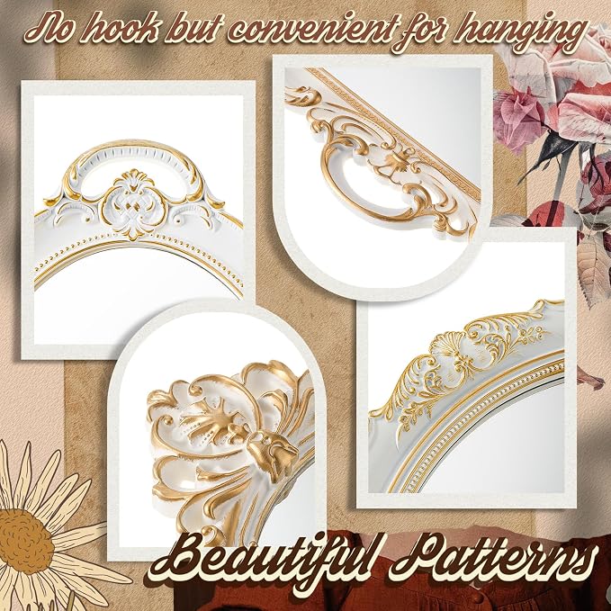 Beeveer 4 Pcs Vintage Gold Mirrors Set Decorative Hanging Wall Decor - Image 3