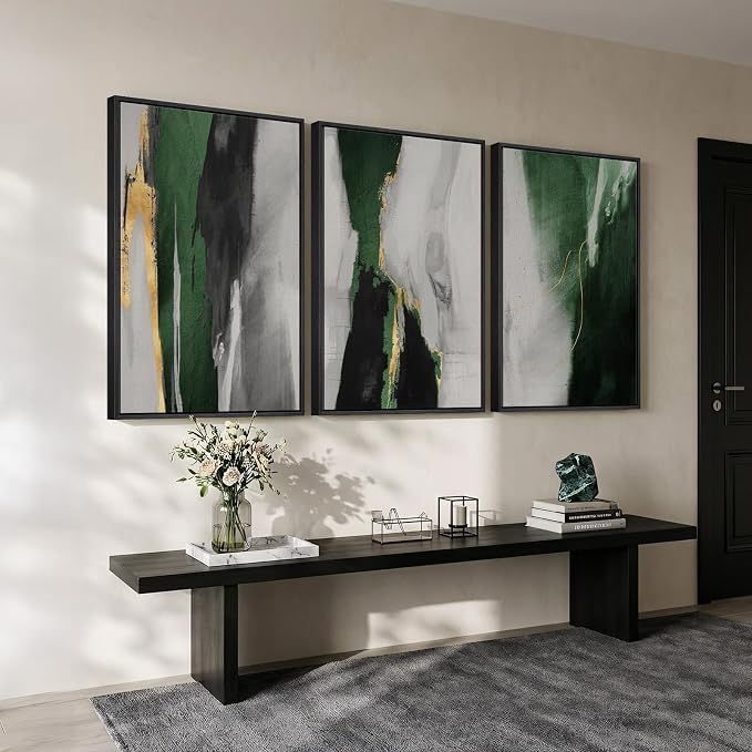 Large Framed Green Abstract Wall Art - Image 4