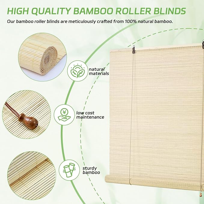 Bamboo Blinds for Interior Windows 36 Wide - Image 4