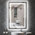 LED Bathroom Mirror with Front and Backlit 24"x36", Wall Mounted, Dual LED by OUMUSUMIRROR