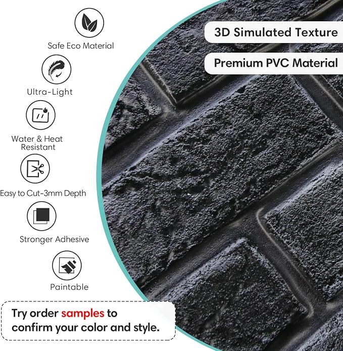 Commomy 3D Brick Wall Panels Peel and Stick - Image 3