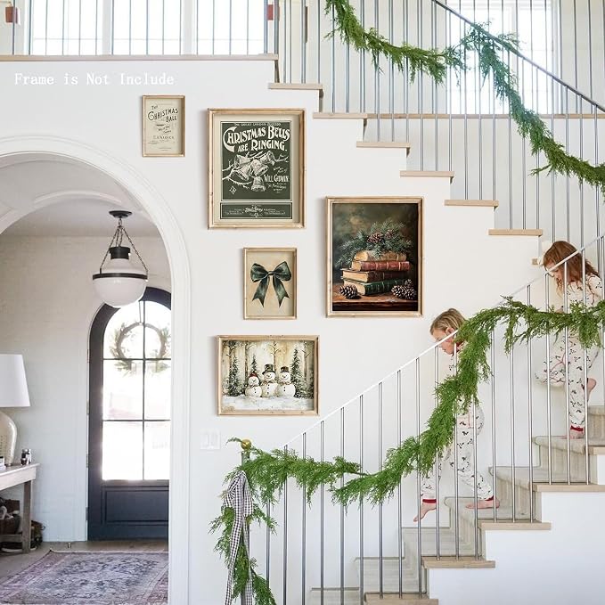 Vodefoad Vintage Dark Green Christmas Prints Set Farmhouse Christmas Gallery - Image 6
