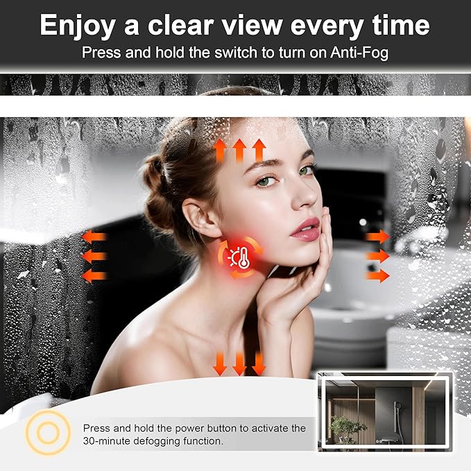 Led Mirror for Bathroom, 30x40 Bathroom Vanity Mirror for Wall - Image 7
