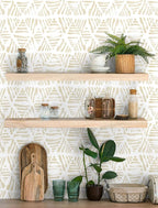 Peel and Stick Wallpaper Boho Wallpaper Geometric Beige and White Contact Paper - Image 6