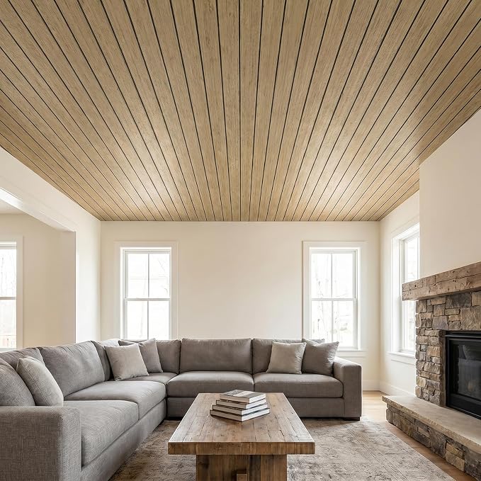 VEELIKE Tan Birch Slat Wall Panels Peel and Stick 3D Wood Grain Wall Panel - Image 5