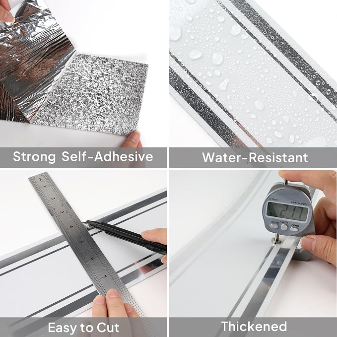 Thick Peel and Stick Baseboard Trim, 3.93" x 196.8" Wallpaper Borders, PVC+XPE - Image 7