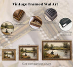 Vintage Gold Framed Wall Art Boy Fishing Country Oil Painting Canvas Prints - Image 4
