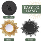Namalu 6 Pcs Sunburst Mirror for Wall Decor, Small Circle Sun Espejos - Image 3