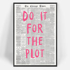 Liyark Retro Black And White Chicago Newspaper Poster Pink Trendy Preppy by Liyark
