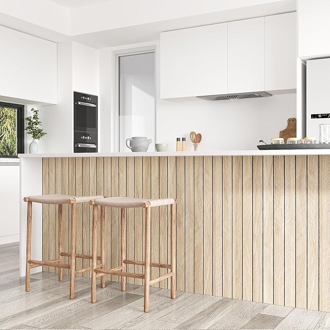 VEELIKE White Oak Wood Wall Panels Peel and Stick Foam Slat Wall Panel - Image 6