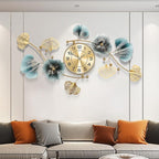 Wall Clocks for Living Room Decor, Large Wall Clock, 3D Creative Metal Ginkgo by Axioglo