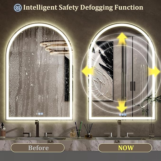 BEAUTYPEAK 48x30 LED Arch Bathroom Mirror - Image 2