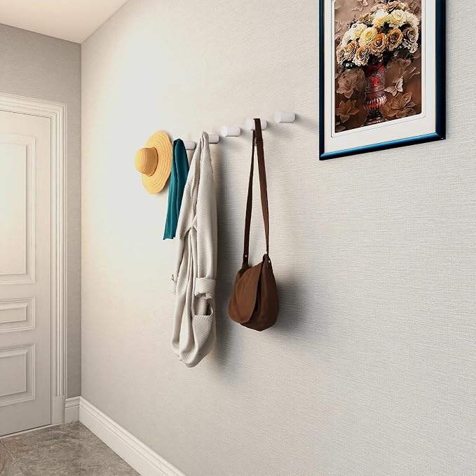 bsdonte Wood Wall Hooks 6 Pack, Modern Decorative Coat Hooks Wall Mounted - Image 2