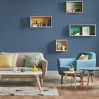 Blue Wallpaper Grasscloth Peel and Stick Wallpaper 17.7inch x 118.1inch - Image 3