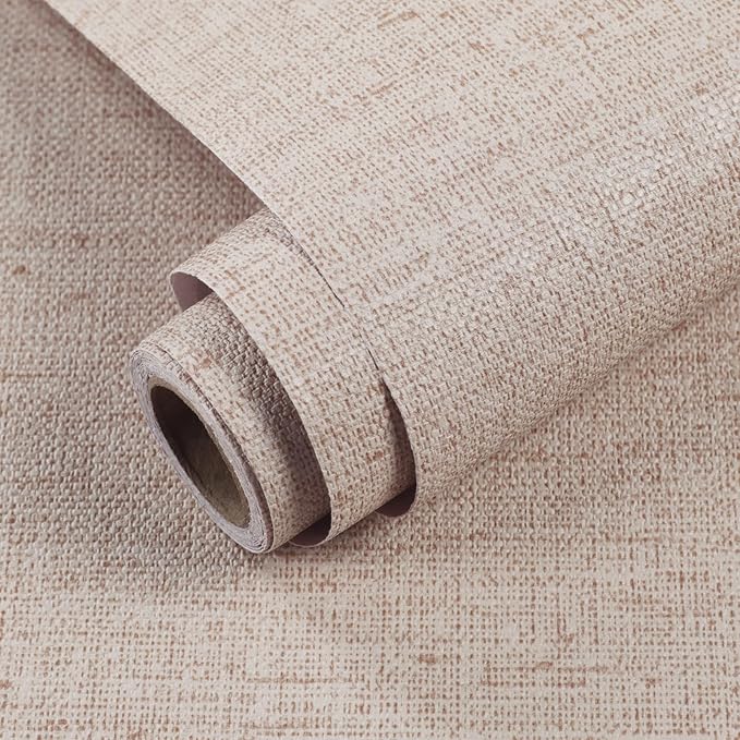Beige Grasscloth Wallpaper Peel and Stick Contact Paper 15.75inchx118.11inch by MANONIRIA