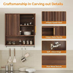 VINGLI Bathroom Wall Cabinet, Walnut Fluted Medicine Cabinet - Image 9