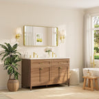 TETOTE 48 x 24 Inch Brushed Gold Frame Mirror, Brass Bathroom Vanity Mirror - Image 2