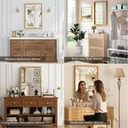 Syndra Natural Wood Frame Bathroom Mirror, 24x36'' Modern Vanity Mirror - Image 5