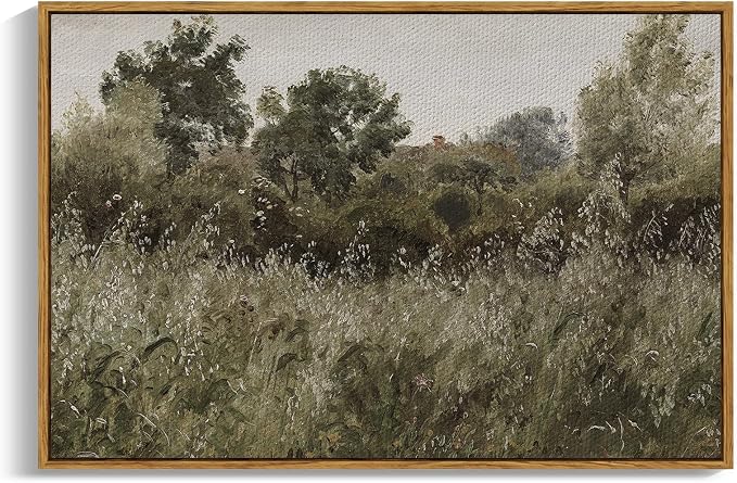 InSimSea Framed Canvas Wall Art, Countryside Field Modern Farmhouse Decor by InSimSeaArt