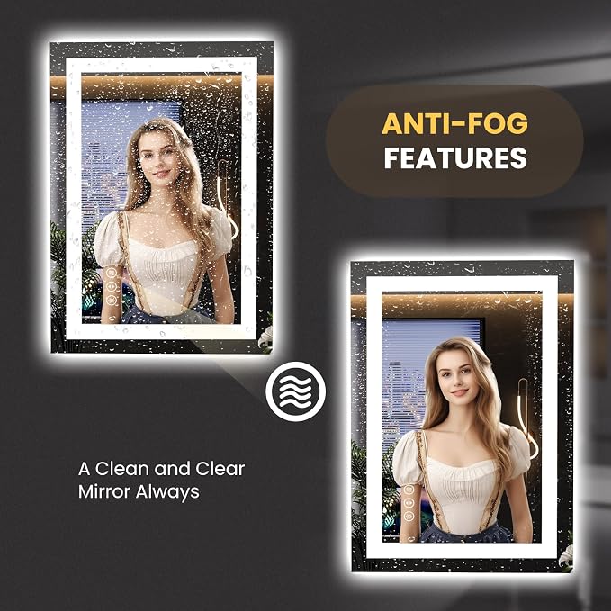 LOAAO 23.6"x31.5" LED Mirror for Bathroom, Lighted Bathroom Mirror - Image 4