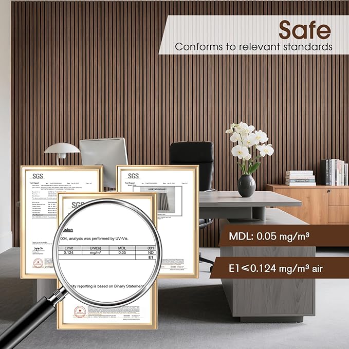 Wood Slat Wall Panels 4 Pack 94.5" x 7.9", Acoustic Wooden Panel - Image 4