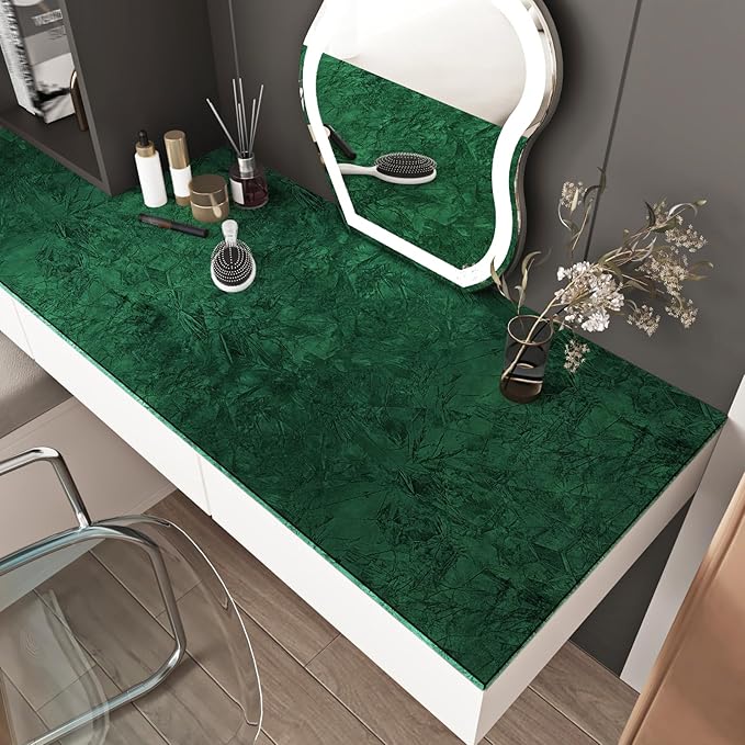 Wallercity 17.5''x236'' Green Self-Adhesive Velvet Flocking Liner Contact Paper - Image 3