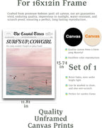 iHery Unframed Trendy Coastal Cowgirl NewsPaper Wall Art Prints, 12x16in Canvas - Image 2
