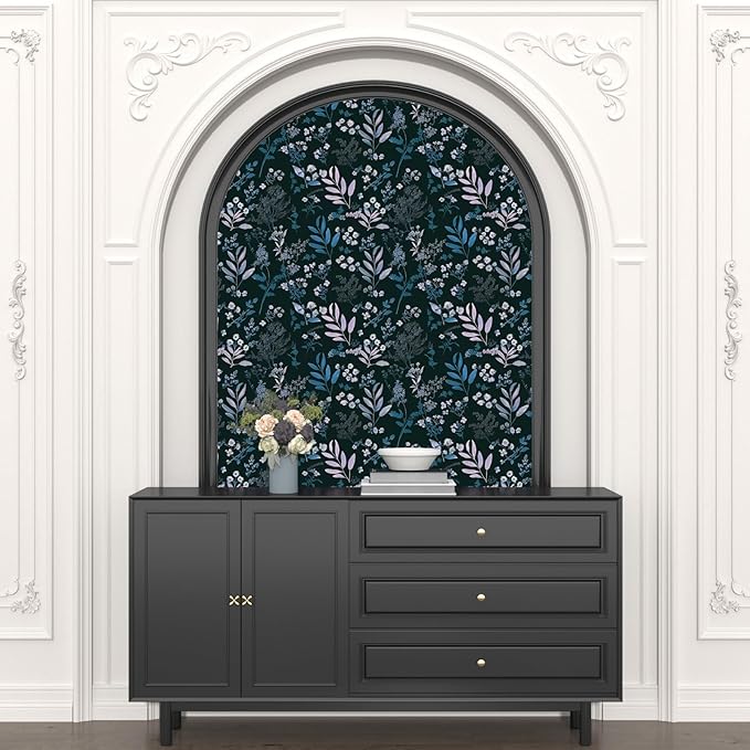 Laatse Vintage Wallpaper Peel and Stick Dark Floral Wallpaper 17.5'' x 393'' - Image 3