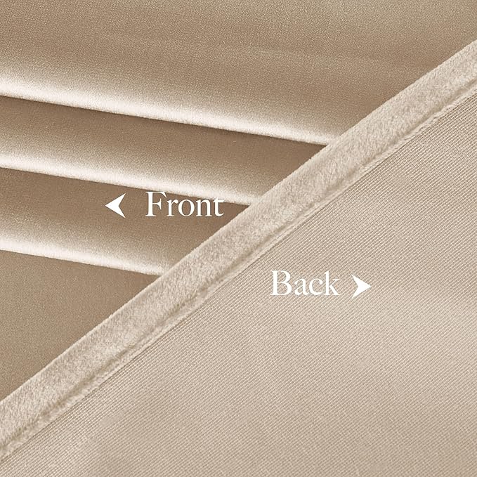 NICETOWN Beige Velvet Curtains 102 inches Long 52 inch Wide 2 Panels, Luxury - Image 8