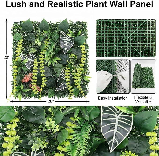 6 Pack 20"x20"Grass Wall Panels-Artificial Boxwood Panels - Image 2