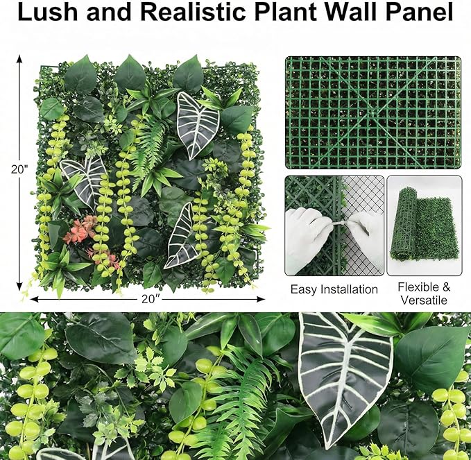 8 Pack 20"x20"Grass Wall Panels-Artificial Boxwood Panels - Image 2