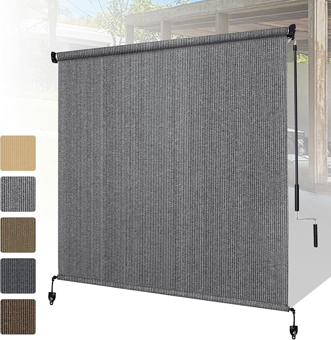 Shade&Beyond Outdoor Roller Shades 4' W x 8' H Cordless Patio Roll Up Blinds by ShadeBeyond