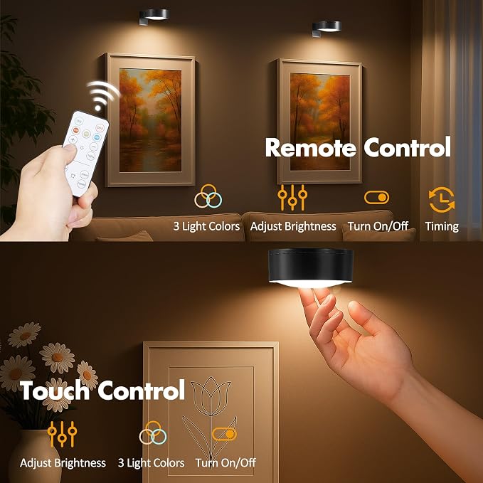 6Pcs Picture Lights for Wall Battery Operated, Magnetic Led Painting Light - Image 5