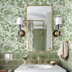 JiffDiff Floral Vintage Wallpaper Peel and Stick，Green Rose Wallpaper Removable - Image 5
