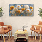 Abstract White Flower Wall Art Golden Floral Pictures Wall Decor Neutral - Image 3