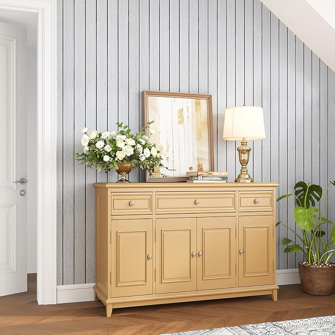 VEELIKE Light Grey Wood Slat Wall Panel Peel and Stick Wood Wall Panels - Image 4