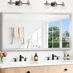 60"x28" Brushed Silver Bathroom Mirror, Large Rectangular Mirror by WelcometoCIVENO