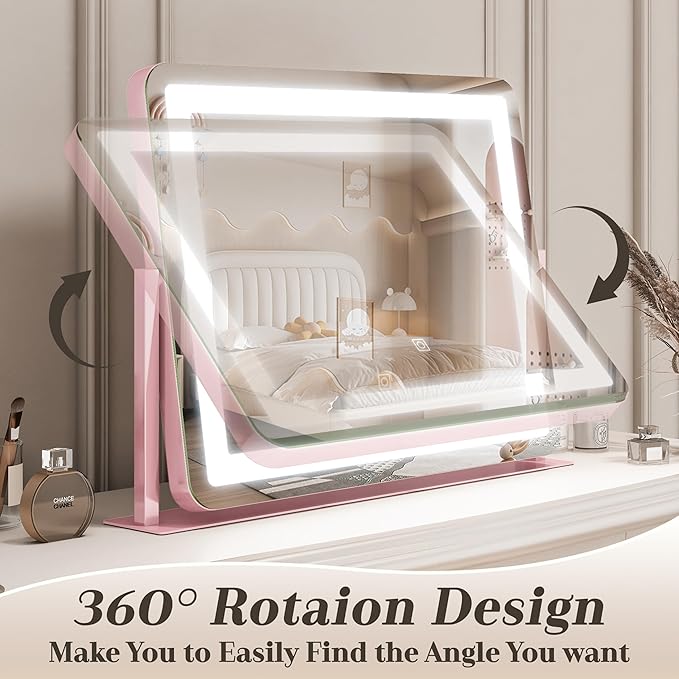 ROLOVE 22x16 Inch Pink Vanity Mirror - Image 4